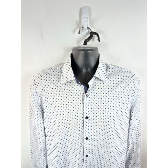 WRK 4 Way Stretch Performance Long Sleeve Button Up Geometric Print Size 16 Lrg - Picture 10 of 14